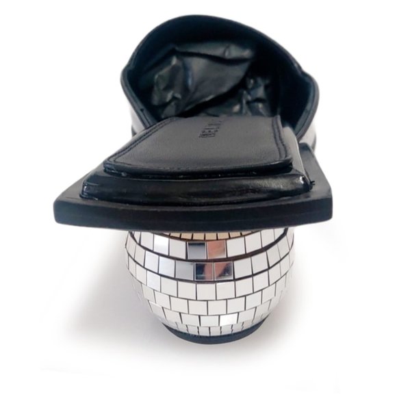 Helmut Lang H09HA021 Square Toe Disco Ball Heel Size 38 EU Women Black Sandals - Picture 3 of 12